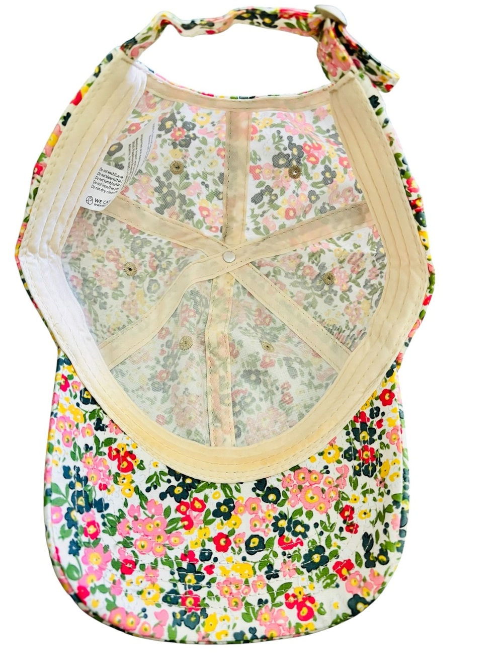 Women’s OS Adjustable Whimsical Floral Print Baseball Cap - Pink & Green - Picture 4 of 8